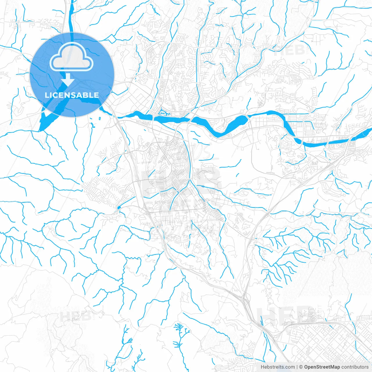 Santa Clarita, California, United States, PDF vector map with water in focus