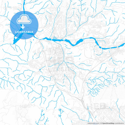 Santa Clarita, California, United States, PDF vector map with water in focus