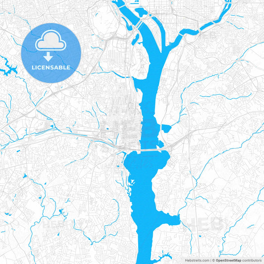 Alexandria, Virginia, United States, PDF vector map with water in focus