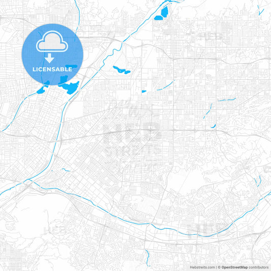 West Covina, California, United States, PDF vector map with water in focus