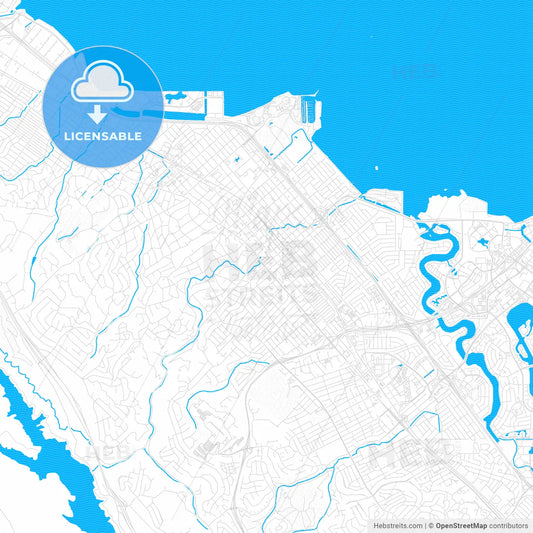 San Mateo, California, United States, PDF vector map with water in focus