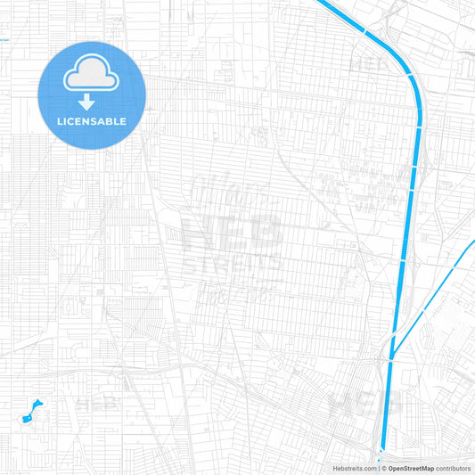 South Gate, California, United States, PDF vector map with water in focus