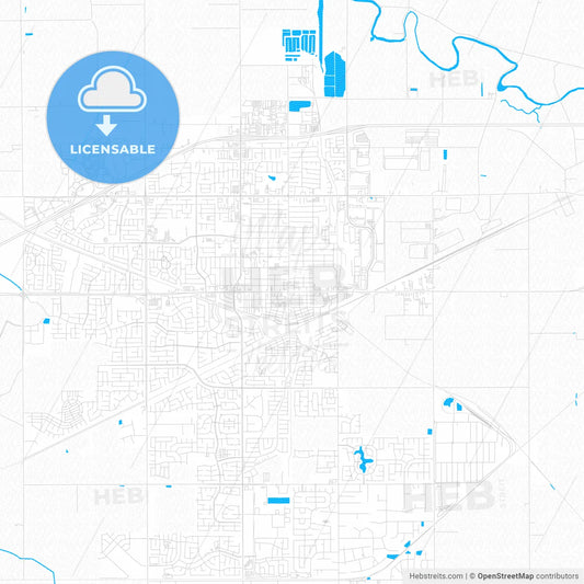 Tracy, California, United States, PDF vector map with water in focus