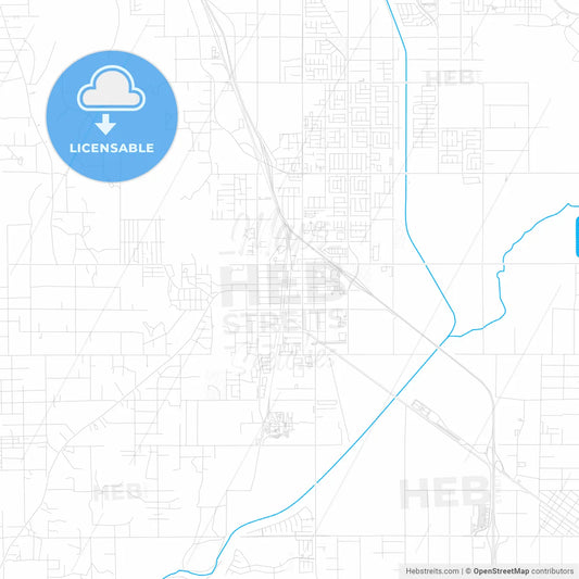 Perris, California, United States, PDF vector map with water in focus