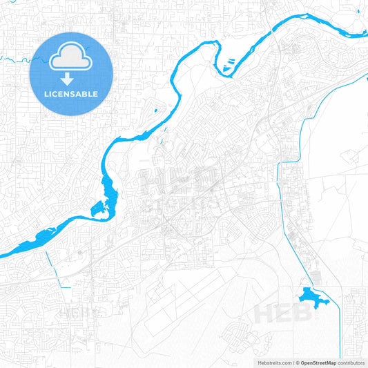 Rancho Cordova, California, United States, PDF vector map with water in focus