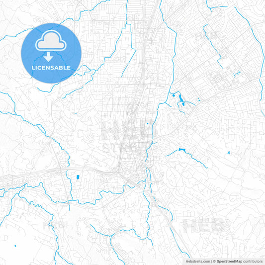 Walnut Creek, California, United States, PDF vector map with water in focus