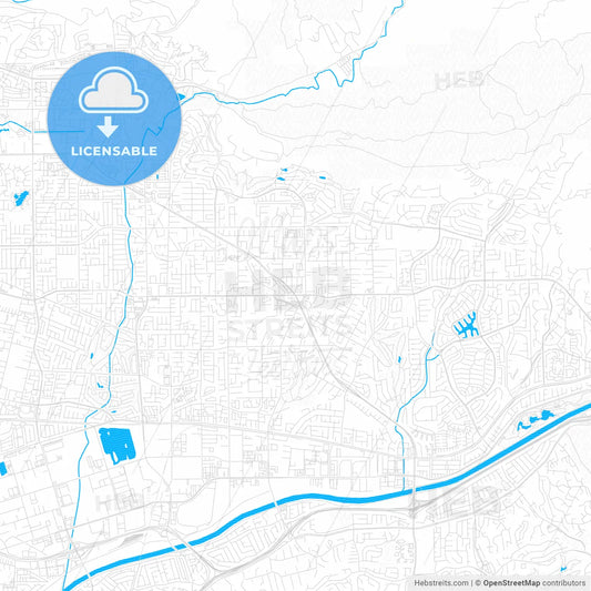 Yorba Linda, California, United States, PDF vector map with water in focus