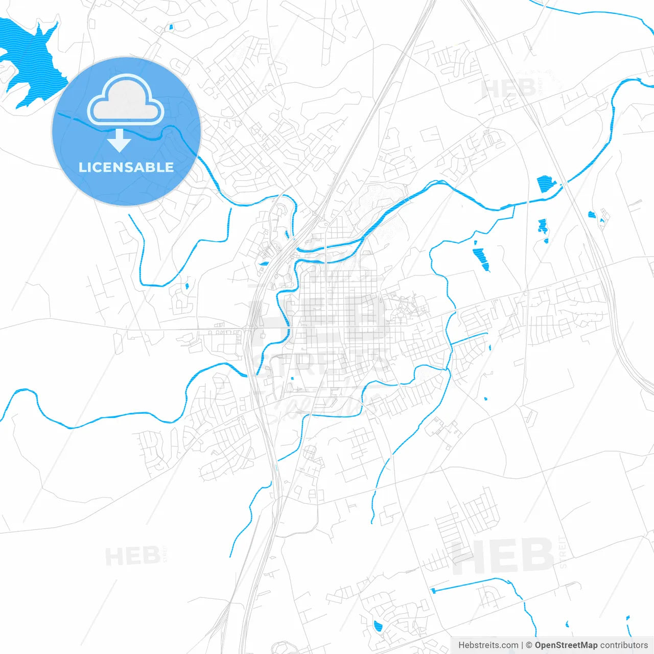 Georgetown, Texas, United States, PDF vector map with water in focus