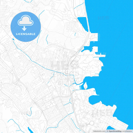 South San Francisco, California, United States, PDF vector map with water in focus