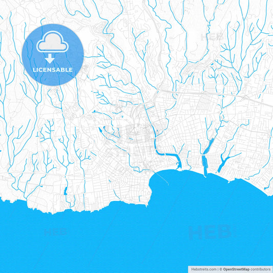 Santa Cruz, California, United States, PDF vector map with water in focus