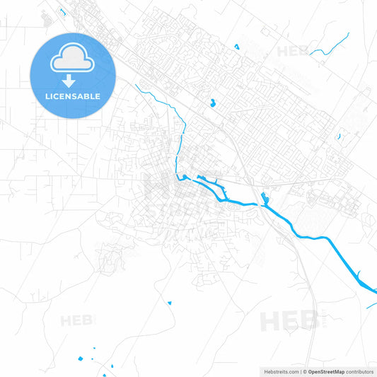 Petaluma, California, United States, PDF vector map with water in focus