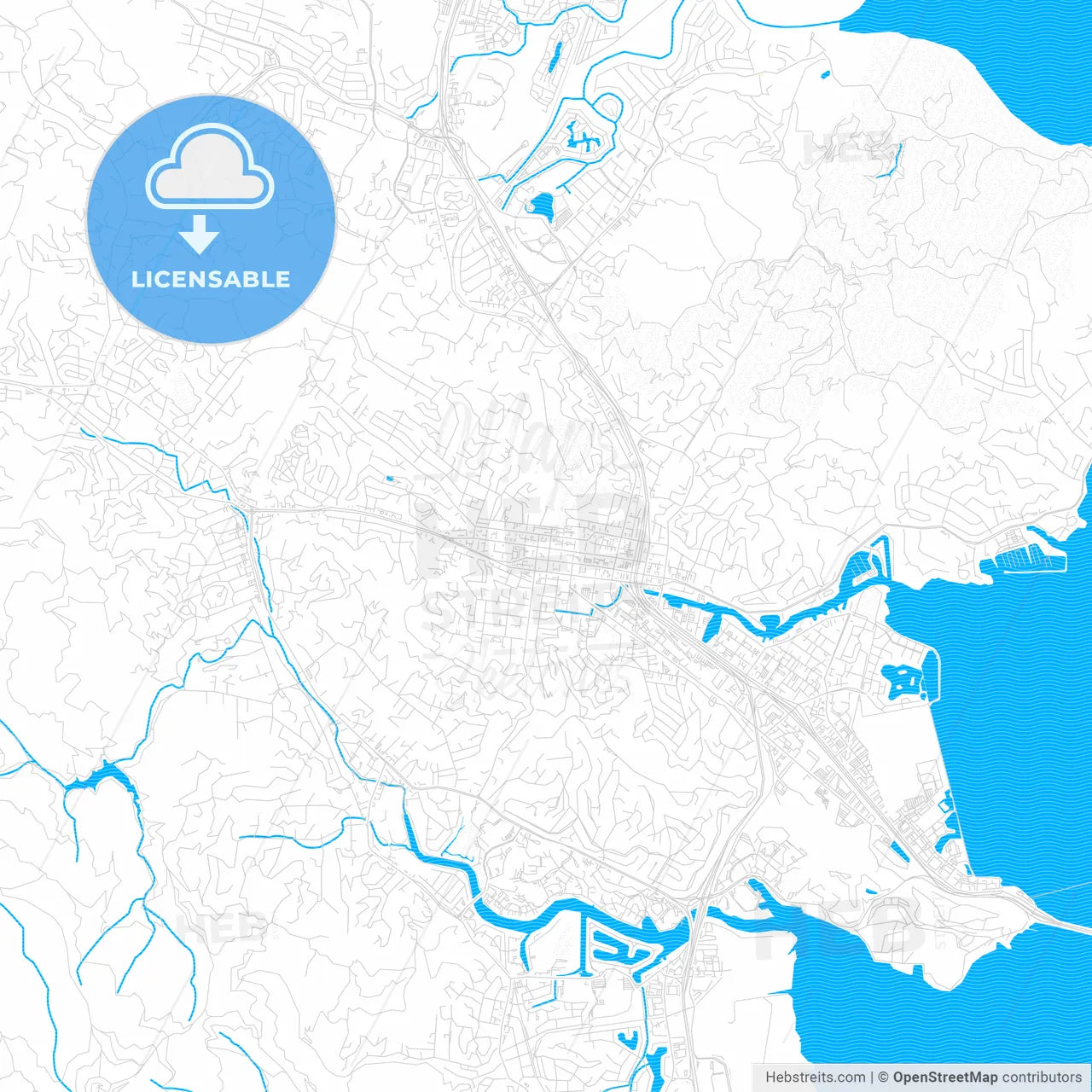 San Rafael, California, United States, PDF vector map with water in focus