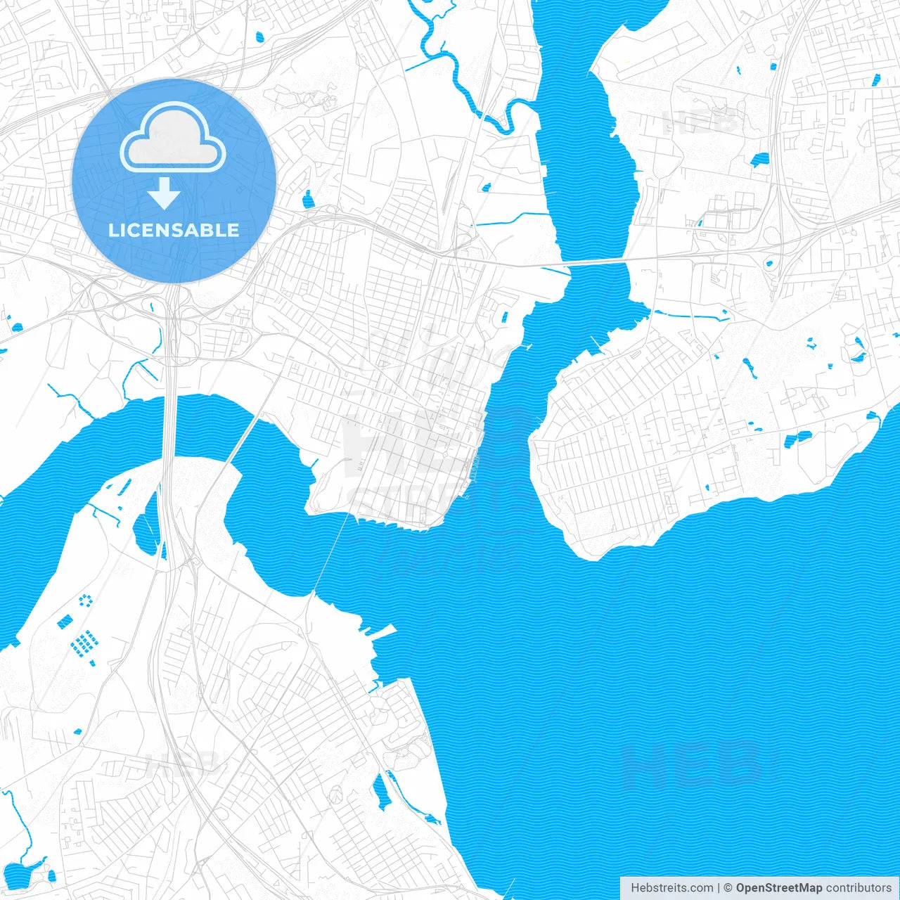 Perth Amboy, New Jersey, United States, PDF vector map with water in focus