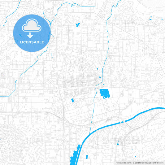 Placentia, California, United States, PDF vector map with water in focus