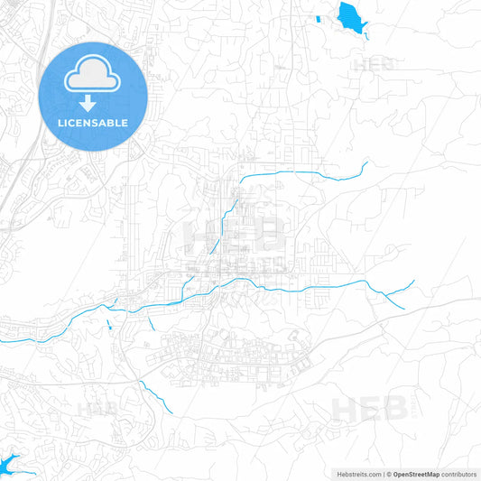Poway, California, United States, PDF vector map with water in focus