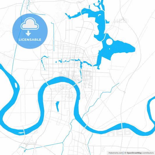 Changde, China PDF vector map with water in focus