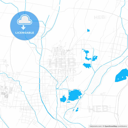 Huaibei, China PDF vector map with water in focus