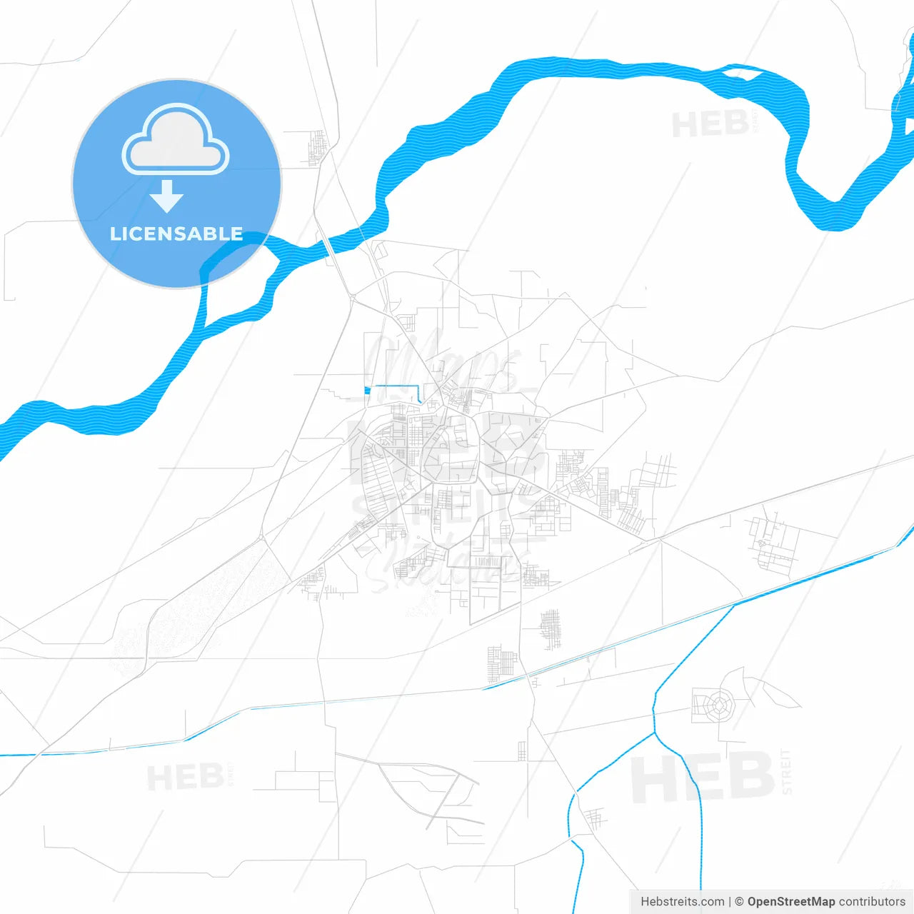 Bahawalpur, Pakistan PDF vector map with water in focus