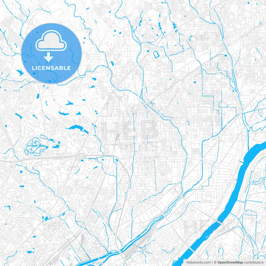 Ibaraki, Japan PDF vector map with water in focus