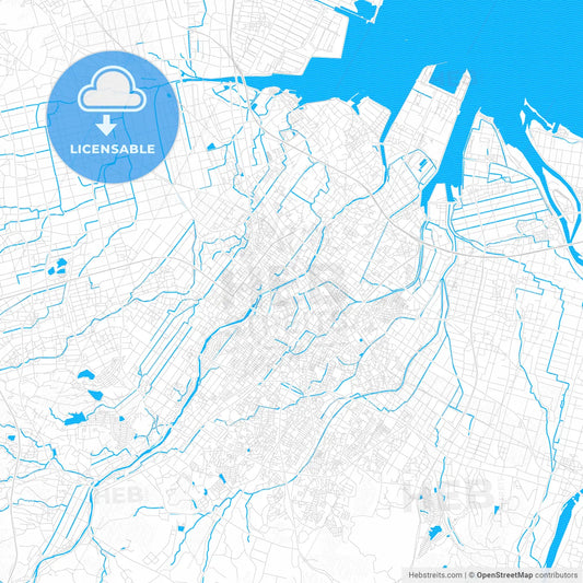Matsusaka, Japan PDF vector map with water in focus