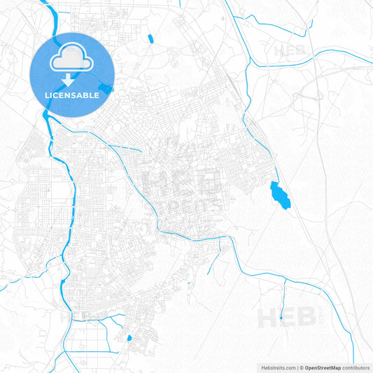 Jeonju, South Korea PDF vector map with water in focus