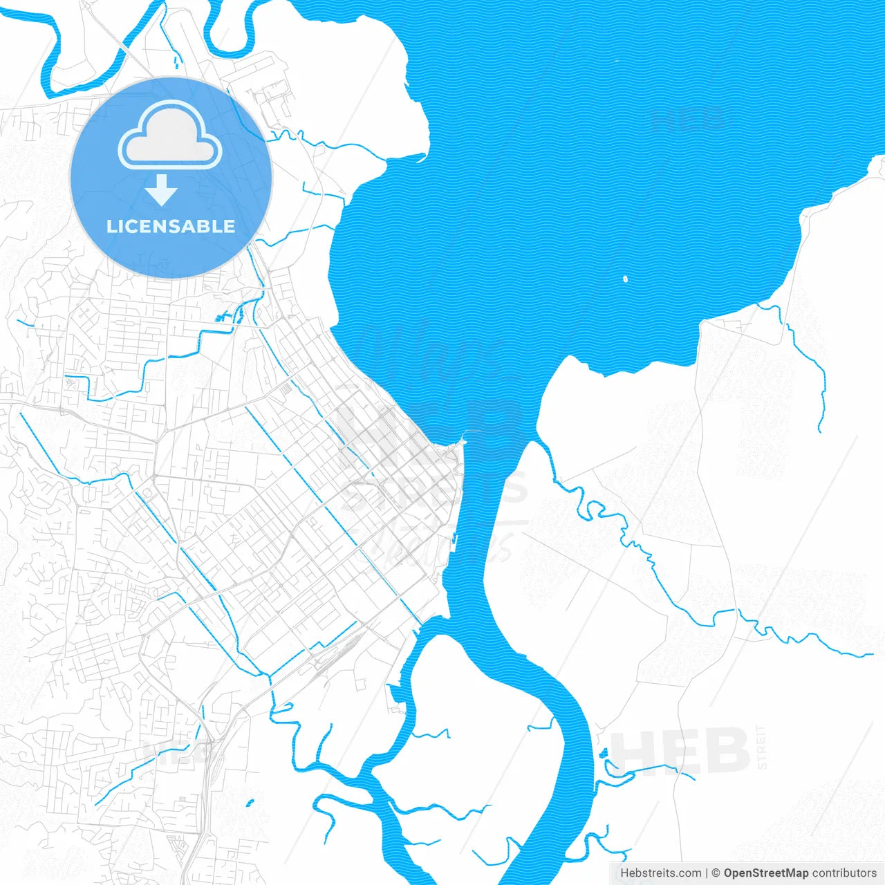 Cairns, Australia PDF vector map with water in focus