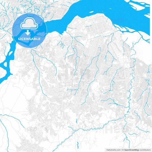 Kinshasa, DR Congo PDF vector map with water in focus