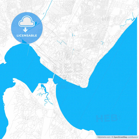 Maputo, Mozambique PDF vector map with water in focus