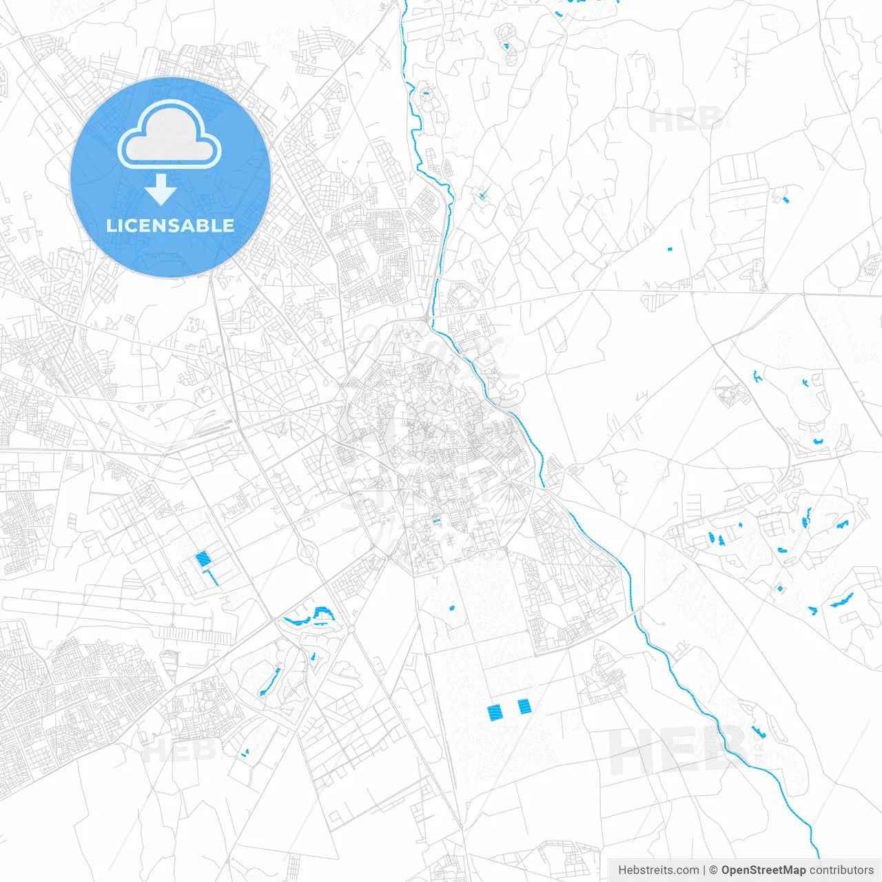 Marrakesh, Morocco PDF vector map with water in focus