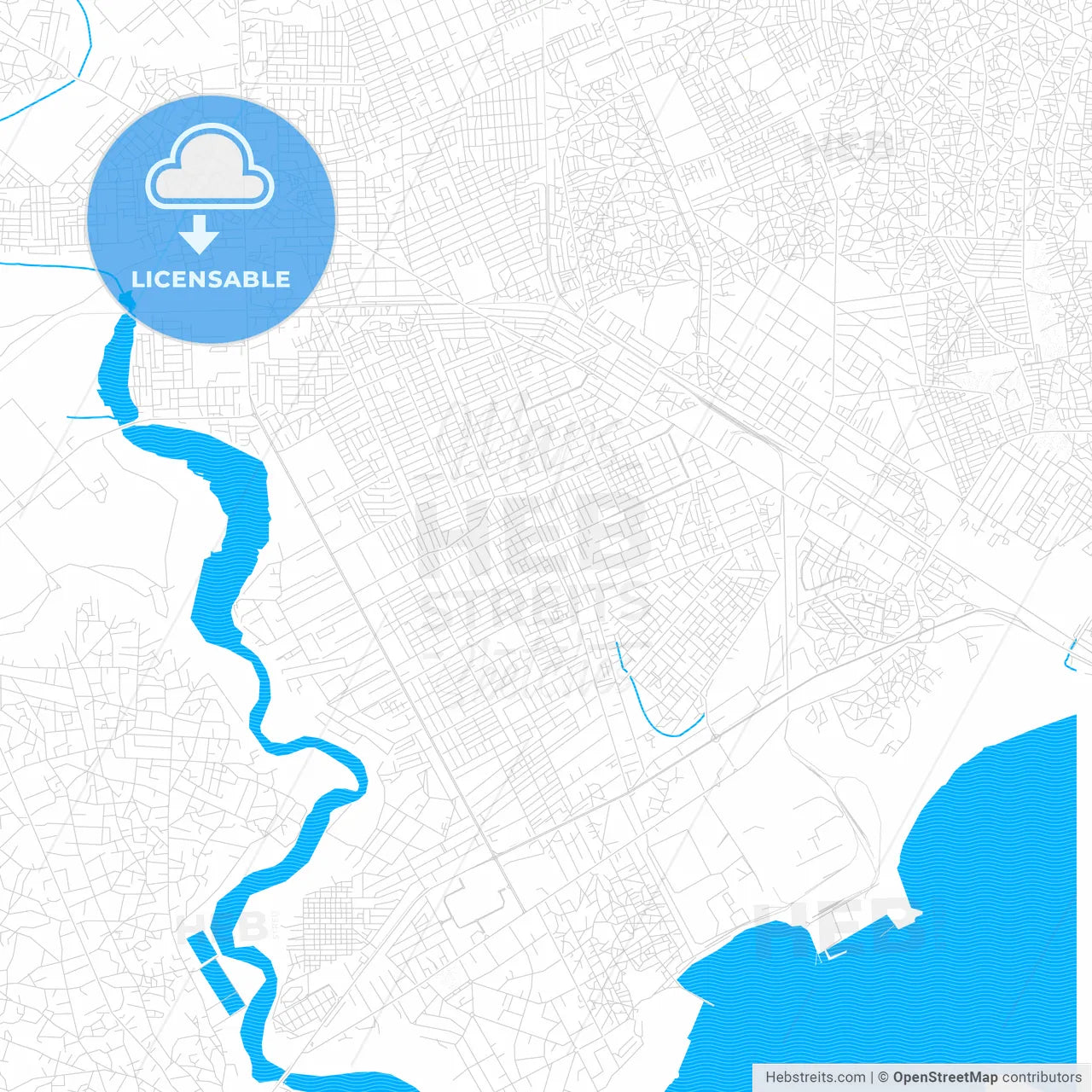 Matola, Mozambique PDF vector map with water in focus