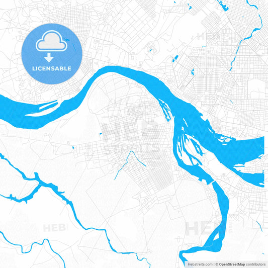 Kousseri, Cameroon PDF vector map with water in focus