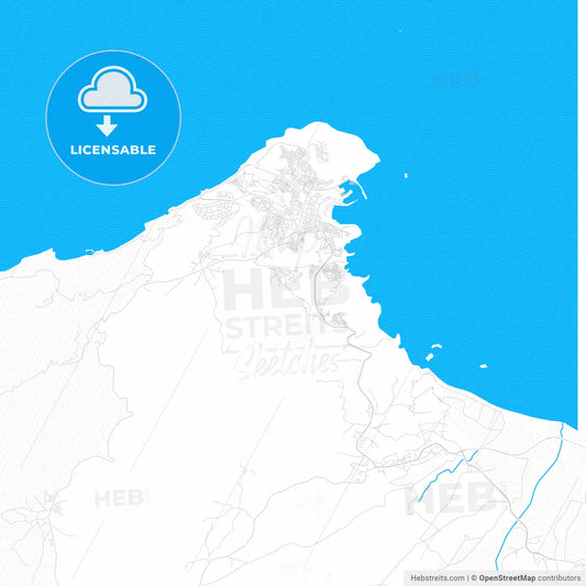 Al Hoceima, Morocco PDF vector map with water in focus