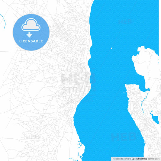 Maxixe, Mozambique PDF vector map with water in focus
