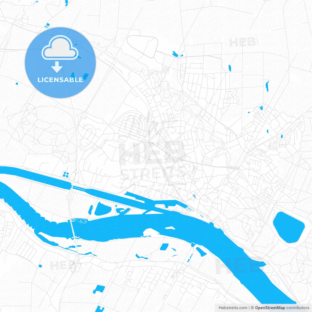 Geesthacht, Germany PDF vector map with water in focus