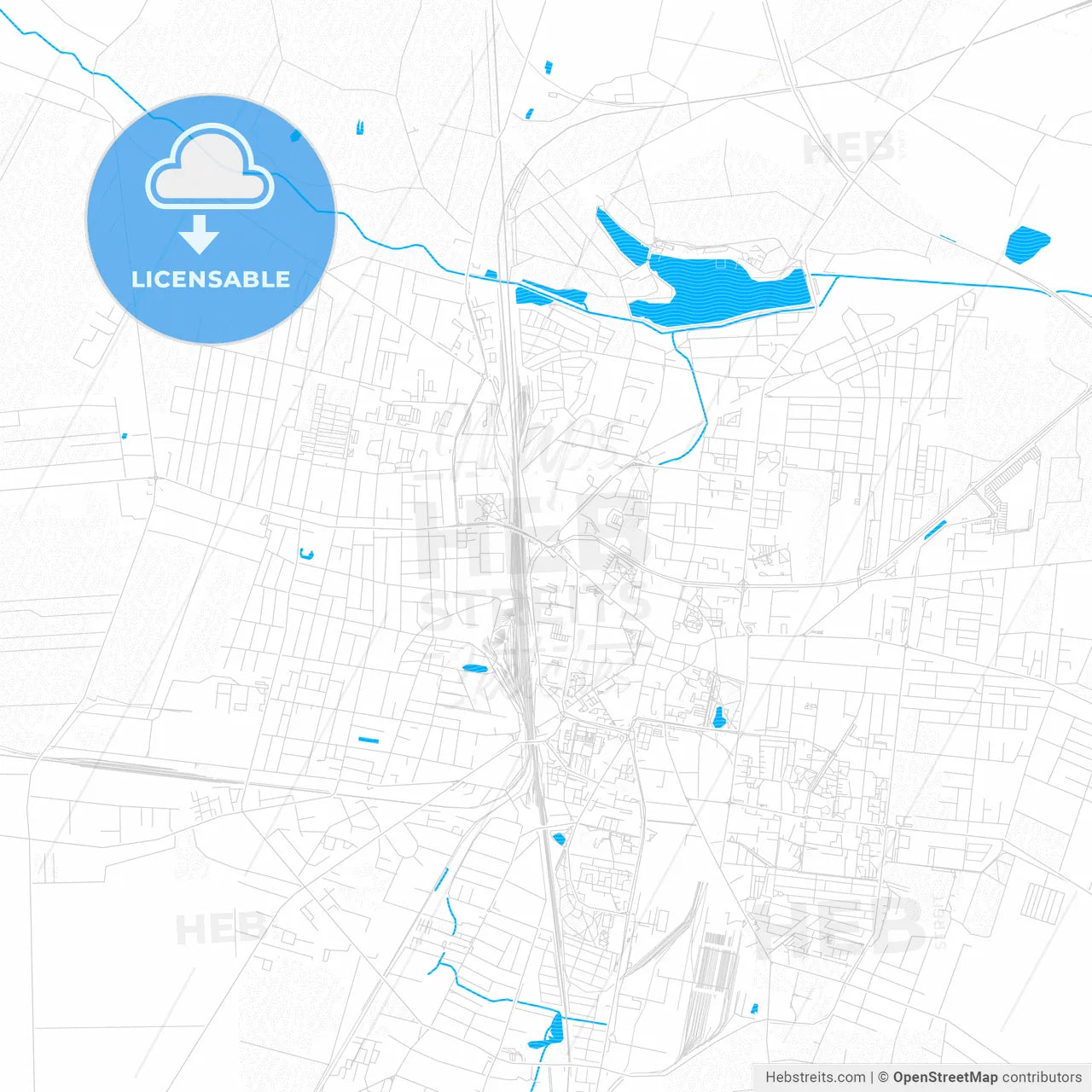 Ostrów Wielkopolski, Poland PDF vector map with water in focus