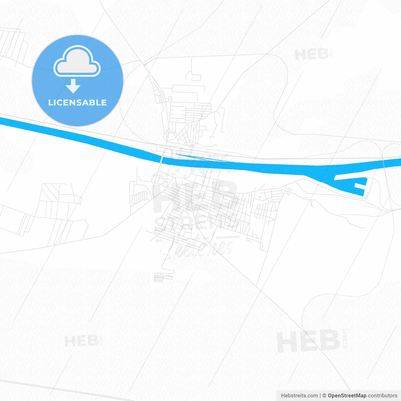 Medgidia, Romania PDF vector map with water in focus