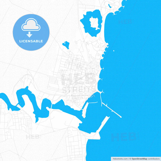 Mangalia, Romania PDF vector map with water in focus