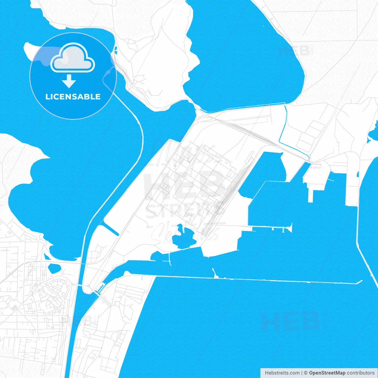 Năvodari, Romania PDF vector map with water in focus