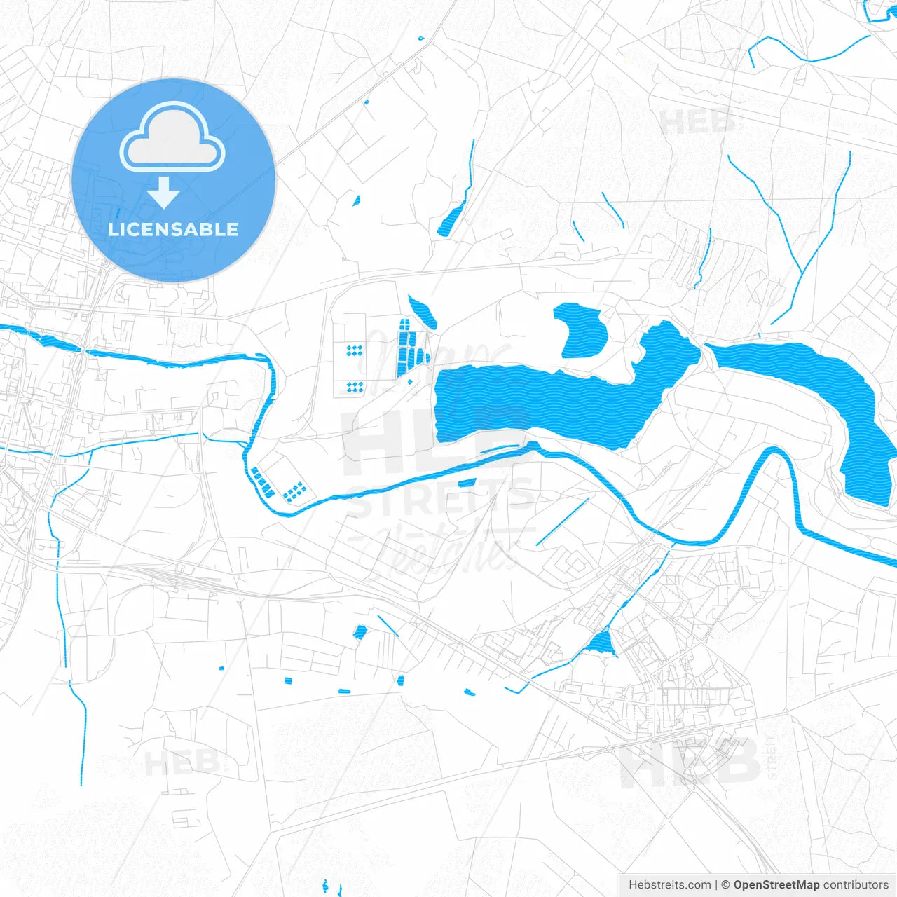 Shchyolkovo, Russia PDF vector map with water in focus