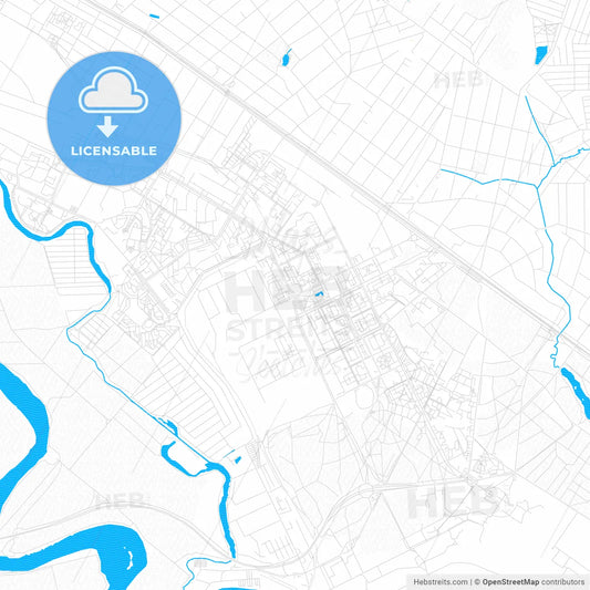 Zhukovsky, Russia PDF vector map with water in focus
