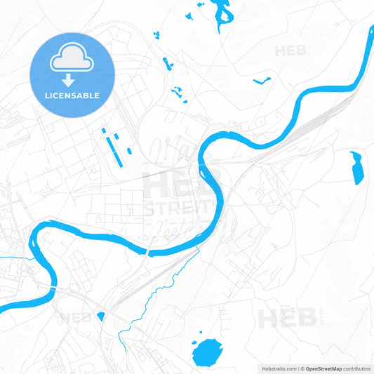 Ukhta, Russia PDF vector map with water in focus