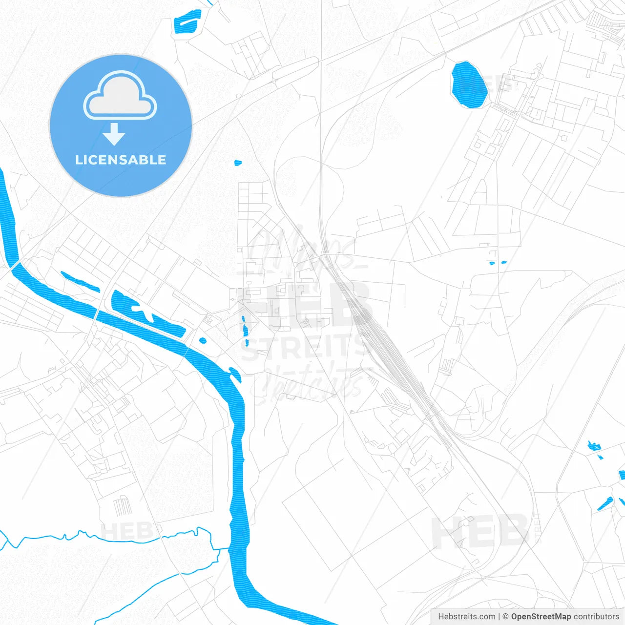 Voskresensk, Russia PDF vector map with water in focus