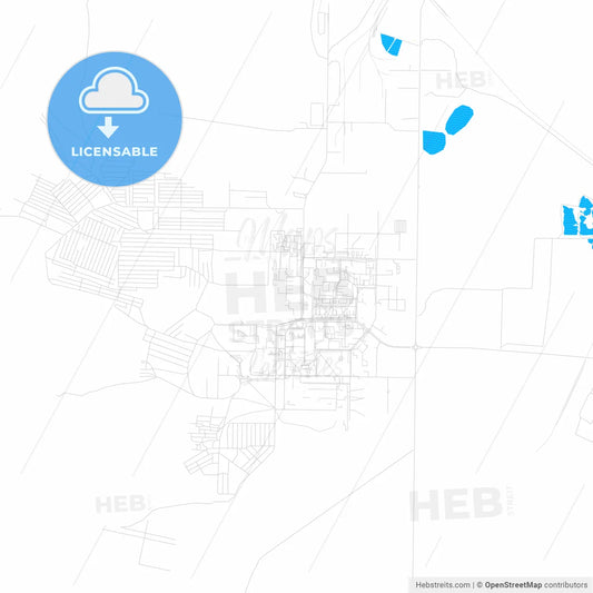 Krasnokamensk, Russia PDF vector map with water in focus