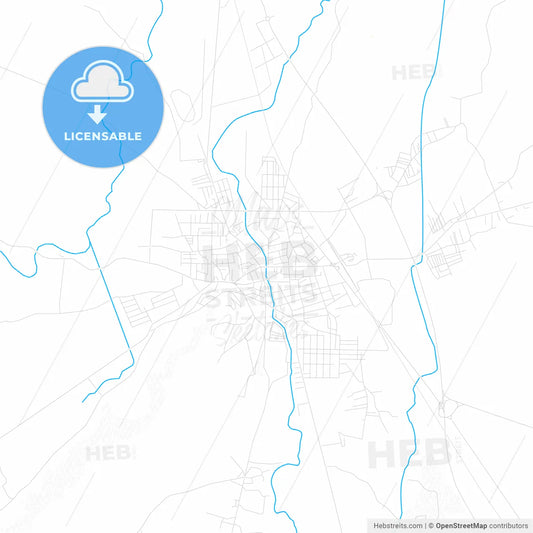 Leskovac, Serbia PDF vector map with water in focus