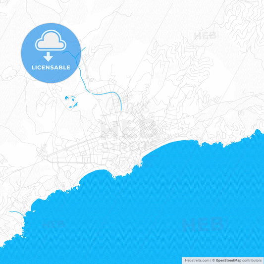 Lloret de Mar, Spain PDF vector map with water in focus