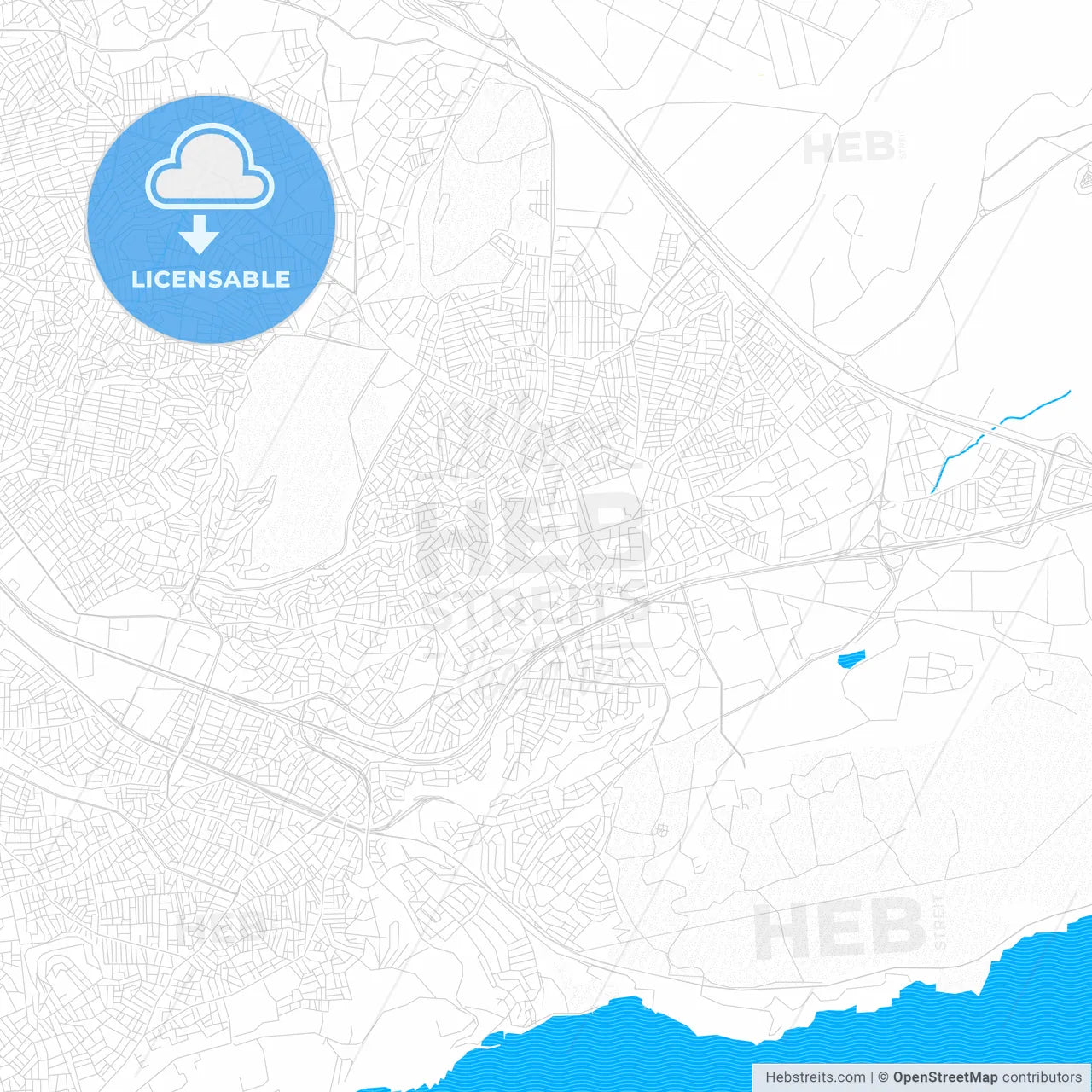 Gebze, Turkey PDF vector map with water in focus