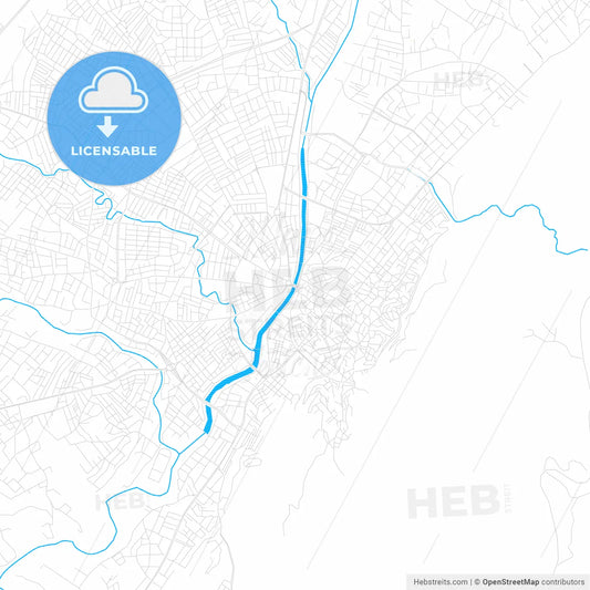 Antakya, Turkey PDF vector map with water in focus