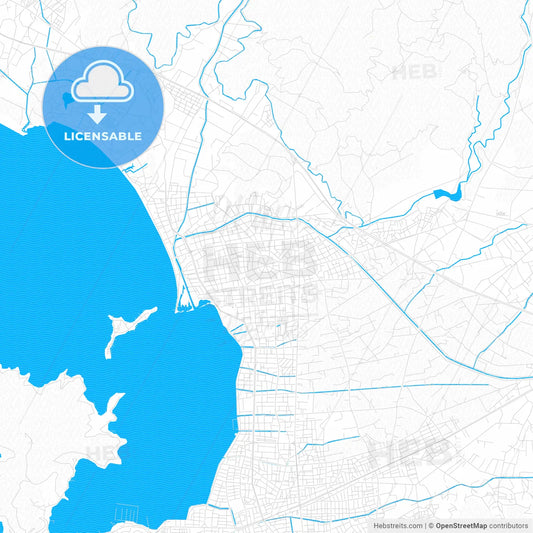 Fethiye, Turkey PDF vector map with water in focus