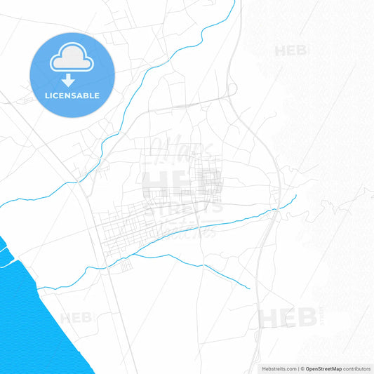 Dörtyol, Turkey PDF vector map with water in focus