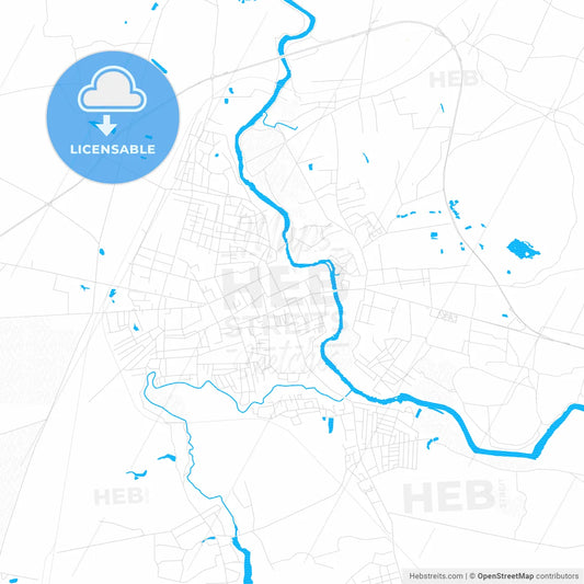 Novohrad-Volynskyi, Ukraine PDF vector map with water in focus
